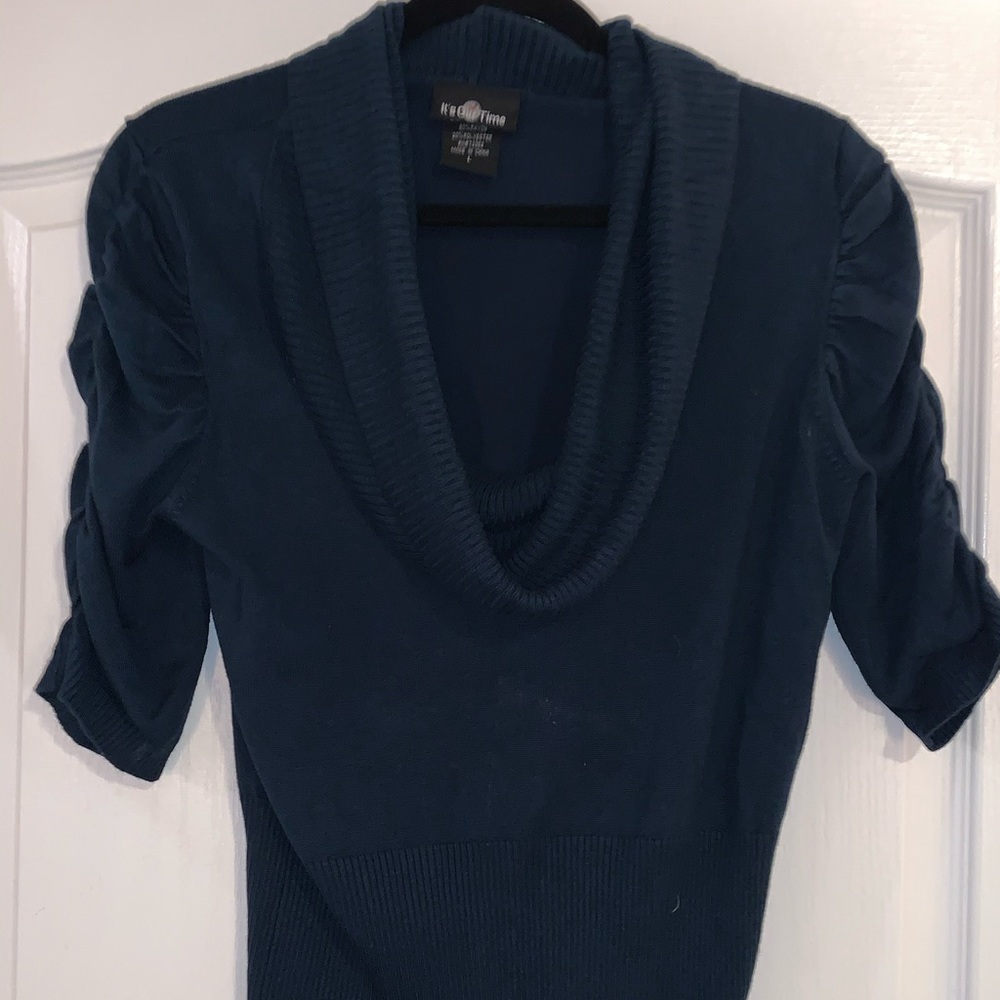 Cowl-neck sweater deep blue/green size L